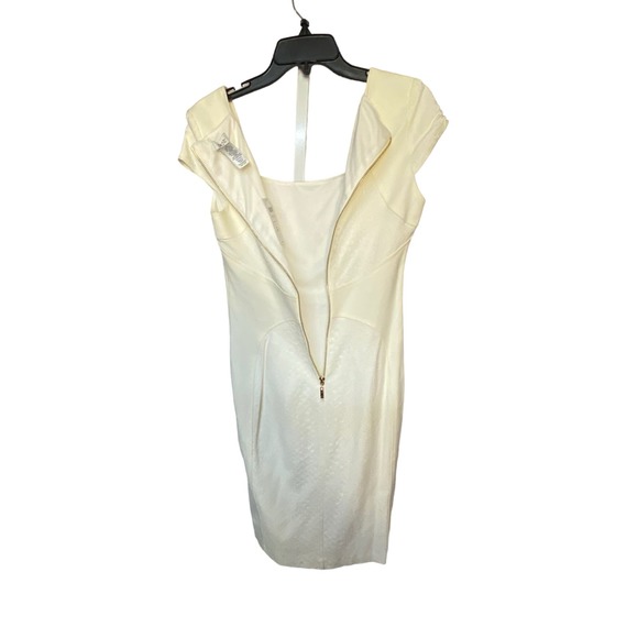 NWT Cache Mini Dress 8 Ivory Brocade Metallic Square Neck Sheath Party Cocktail - Picture 4 of 7